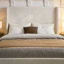 Carmen - Minimalist Upholstered Wingback Bed Frame With High Headboard