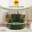 360° Swivel Chair Upholstered Accent Barrel Chair With Adjustable Headrest