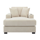 Oversized Chaise Lounger Modern Style Sofa Couch, With Pillows, Charge Station & Cup Holders