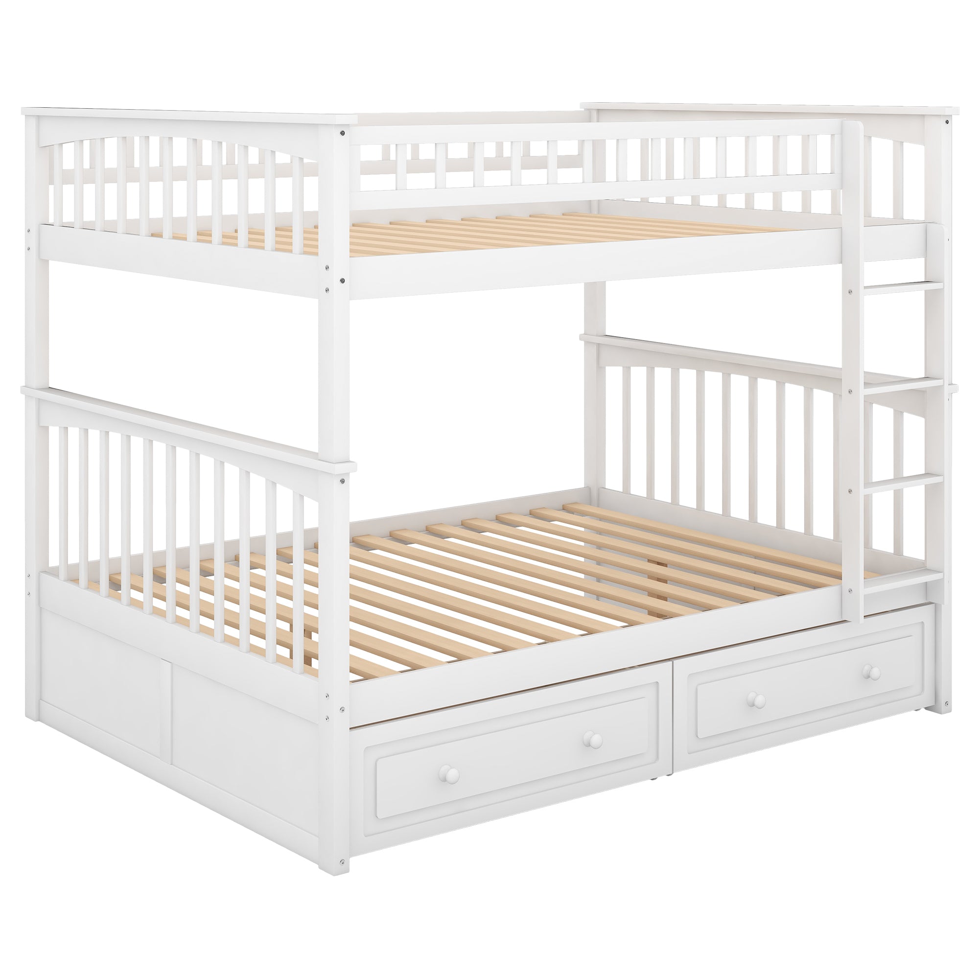 Full over Full Bunk Bed with Drawers, Convertible Beds, White(OLD SKU: SM000241AAK-1) - Atlantic Fine Furniture Melbourne FL