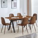 Suede Backrest Chairs With Metal Legs & Herringbone Dining Table Set