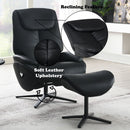 Labonita - Motion Accent Chair With Swivel & Ottoman - Black Top Grain Leather & Black