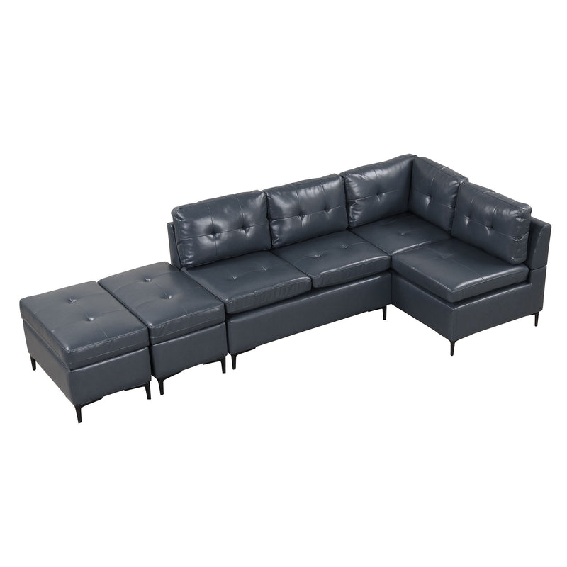 L-Shaped Corner Sofa Sectional Sofa Couch With Movable Storage Ottomans For Living Room