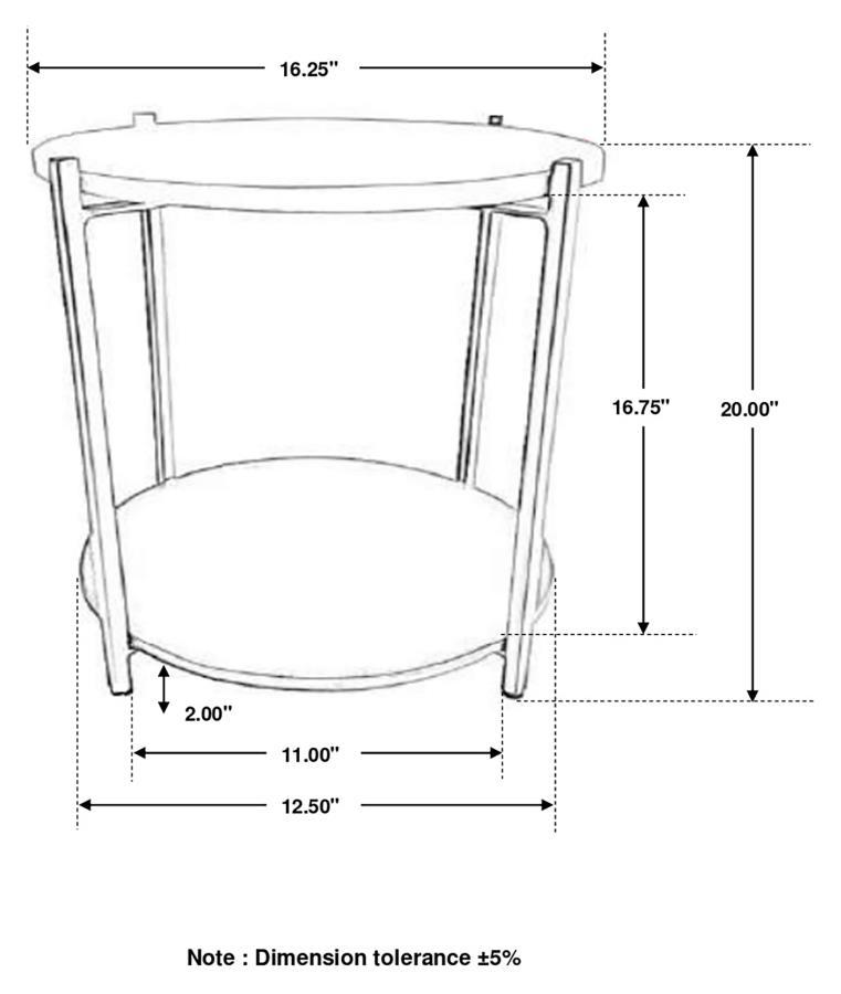 Noemie - Round Marble Top Accent Side Table - White And Gunmetal