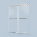 Frameless Double Sliding Soft-Close Shower Door, 3 / 8" (10Mm) Thick SGCC Tempered Glass Door, Matte