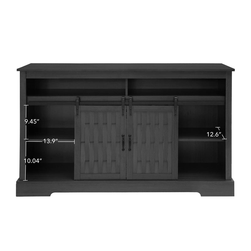 Fireplace TV Stand For Tvs Up To 65", Entertainment Center With 23" Electric Fireplace, Farmhouse TV Stand Industrial Media Console With Sliding Barn Door For Living Room - Dark Gray