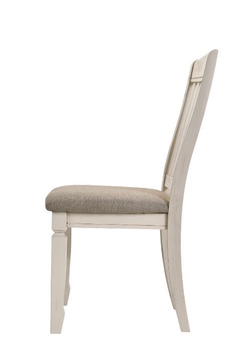 Fedele - Side Chair (Set of 2) - Tan Fabric & Cream Finish - Atlantic Fine Furniture Inc