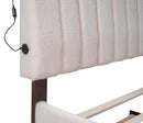 Teddy Fleece Queen Size Upholstered Platform Bed with Trundle, Beige