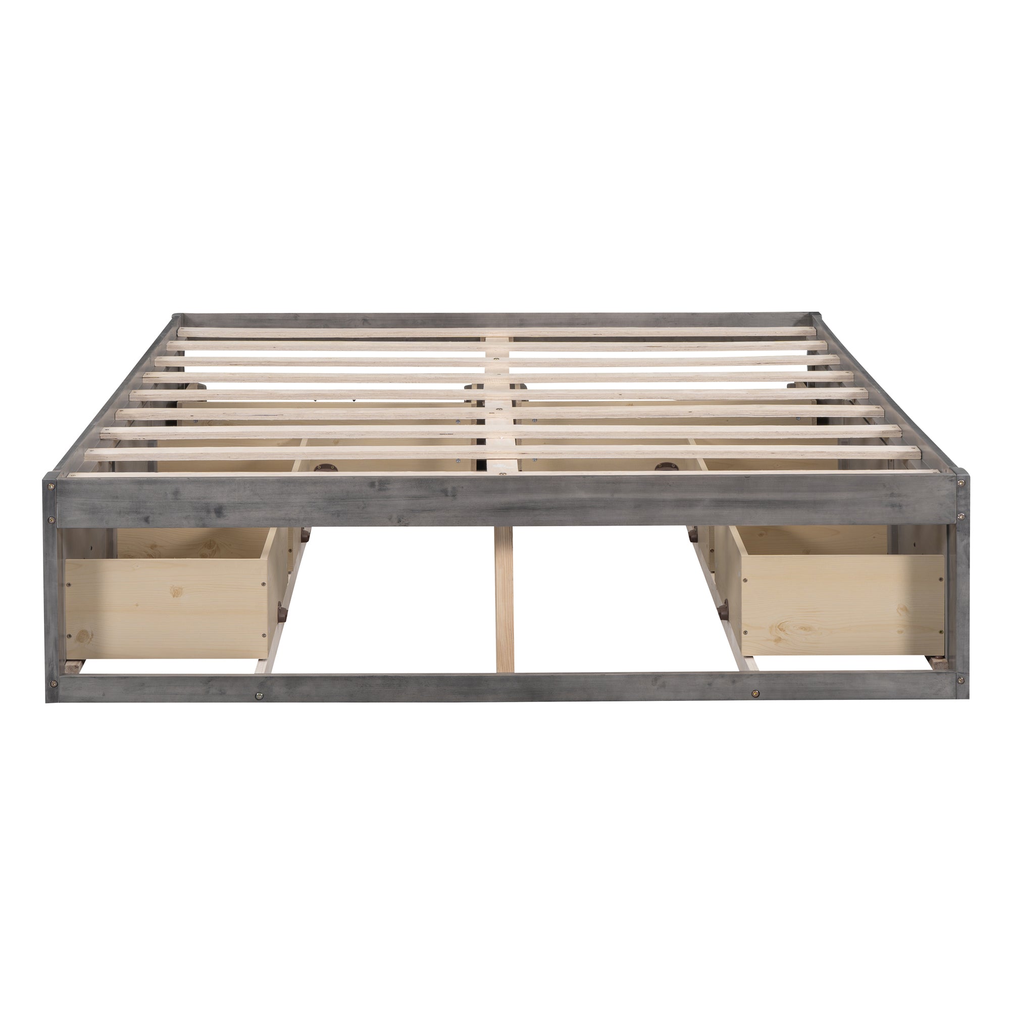 Queen Size Platform Bed with 6 Storage Drawers,Antique Gray - Atlantic Fine Furniture Melbourne FL