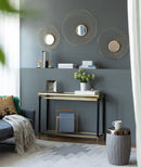 Wall Mirror Abstract Designed Wall Mirrors WithFrame For Home & Office, Top Of Sideboard (Set of 3) - Gold