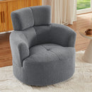 360° Swivel Chair Upholstered Accent Barrel Chair With Adjustable Headrest