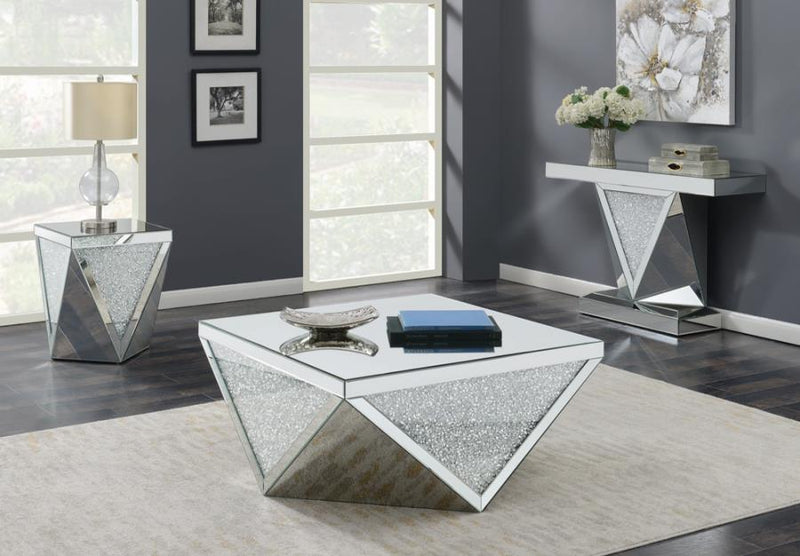 Amore - Square Mirrored Acrylic Crystal Coffee Table - Silver - Atlantic Fine Furniture Inc