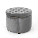 Elegant Round Ottoman Footstool With Studded Rim
