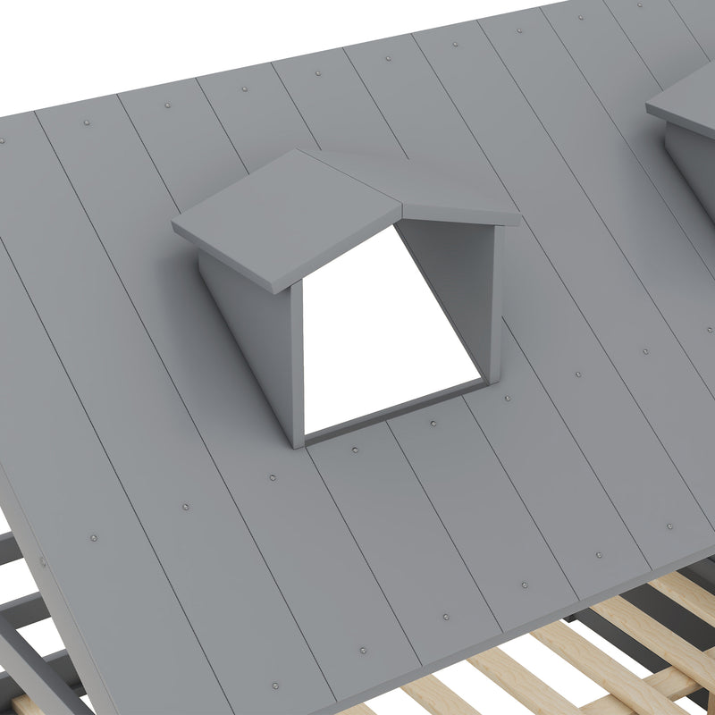 Full Size Wood Bed House Bed Frame,Gray