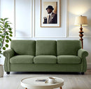 Soft Sofa, Upholstered 3 Seater Couch With High Density Foam, Loose Back Cushions And Turned Legs