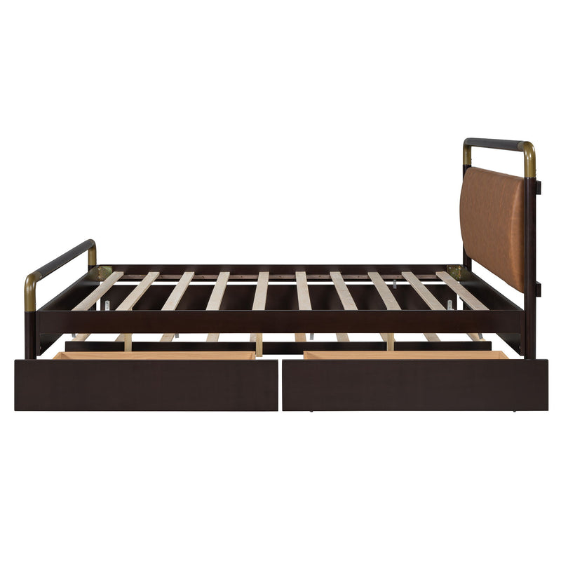 Storage Platform Bed, With 2 Big Drawers, Trundle