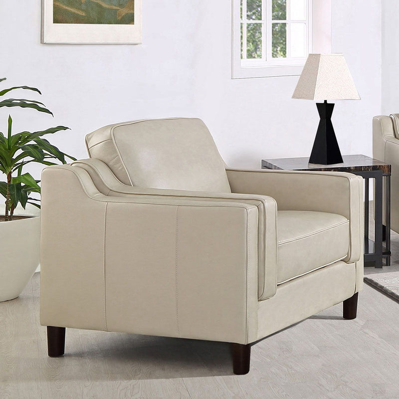 Bella - Leather Chair - Ivory