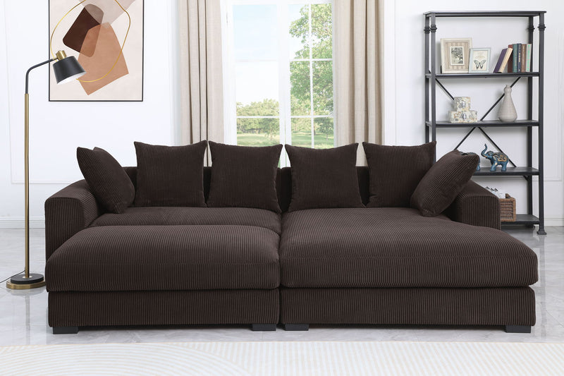 Duke - 4 Piece Upholstered Sectional - Dark Brown