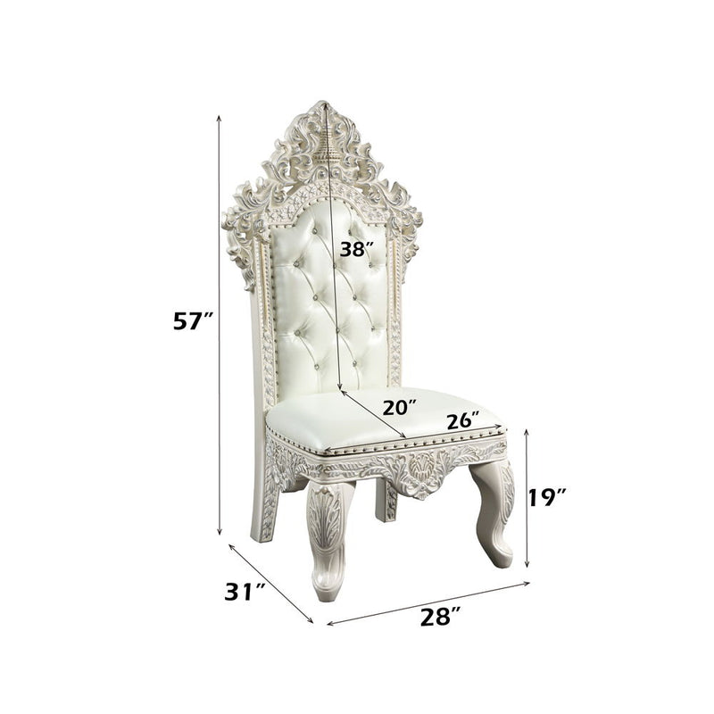 Adara - Side Chair (Set of 2) - White PU & Antique White Finish - Atlantic Fine Furniture Inc