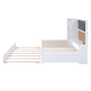 Twin Size Daybed With Storage Shelvesboard, Cork Board, USB Ports And Trundle - White