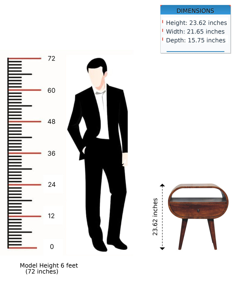 Large Chestnut Circular Bedside