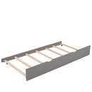 Full Size Wooden House Bed With Twin Size Trundle, GRAY
