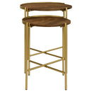 Malka - 2 Piece Round Wood Nesting Table - Dark Brown And Gold