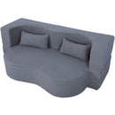 2 In 1 Convertible Full Size Folding Loveseat Couch With Soft Teddy Fabric
