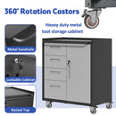 Sturdy Metal Tool Storage Cabinet With Wheels Durable Garage, Office & Home Organizer Steel