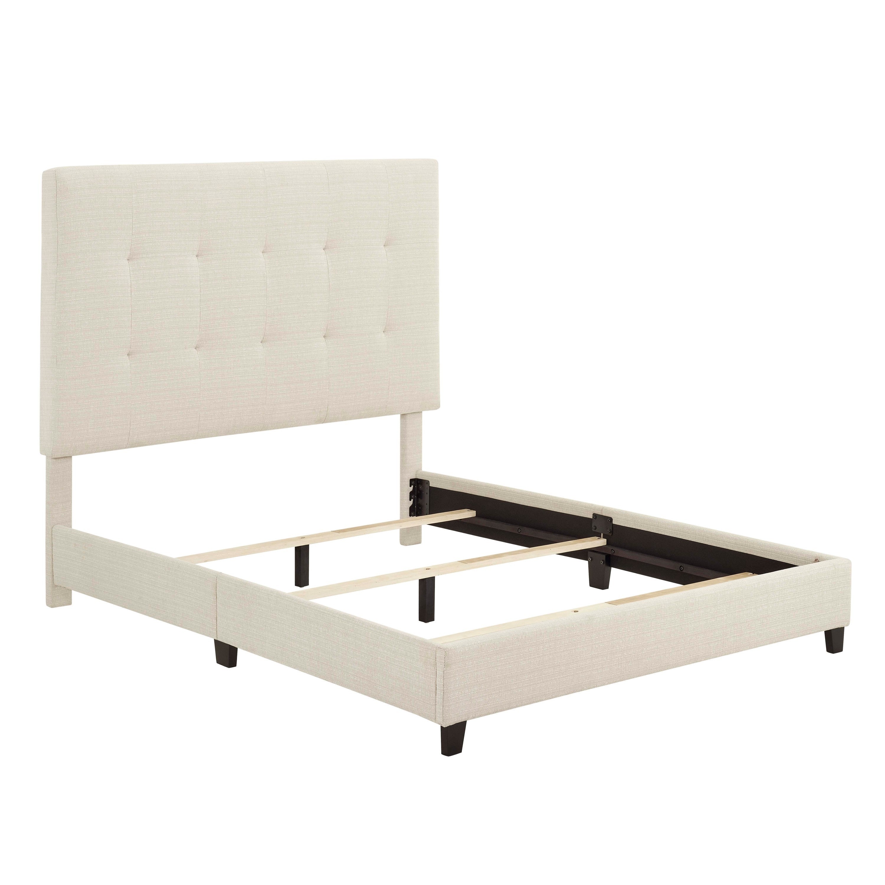 Bridgevine Home Queen Size Beige Tufted Upholstered Platform Bed - Atlantic Fine Furniture Melbourne FL