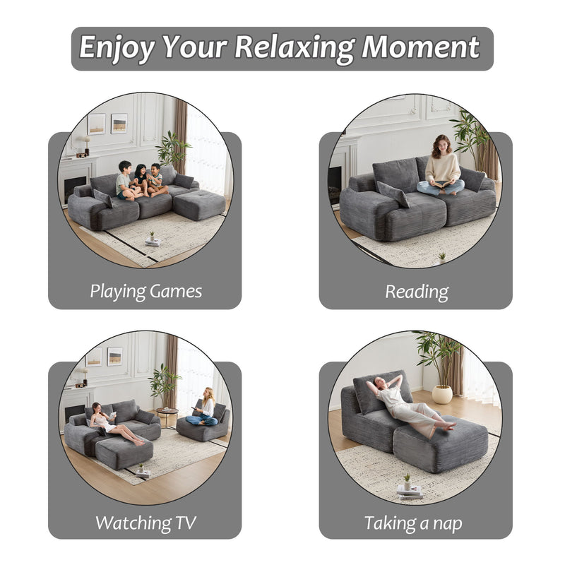 Compressed Sofa, Large Sectional Couches For Living Room - Gray