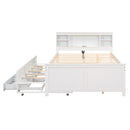 Platform Bed With Storage Headboard, USB, Trundle And 3 Drawers