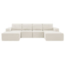 Modular U Shaped Sectional With Ottomans, Luxury Cloud Floor Couch With Deep Seat Fully Compressed Upholstered Sofa