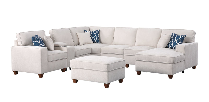 Sarah - Upholstered Sectional With Ottoman