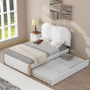 Upholstered Platform Bed With Wood Supporting Feet And Trundle