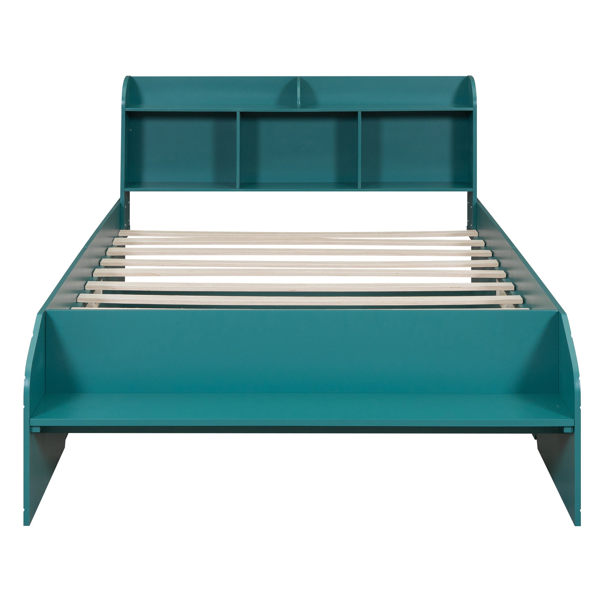 Wood Full Size Platform Bed with 2 Drawers, Storage  Headboard and Footboard, Dark Green - Atlantic Fine Furniture Melbourne FL
