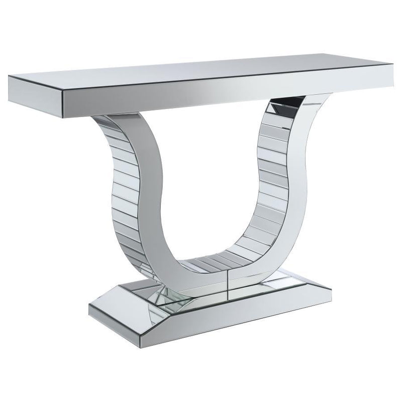 Saanvi - Console Table With U-Shaped Base - Clear Mirror