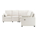 Power Recliner Sectional Sofa Home Theater Reclining Sofa With Two USB Ports, Two Storage Drawers For Living Room