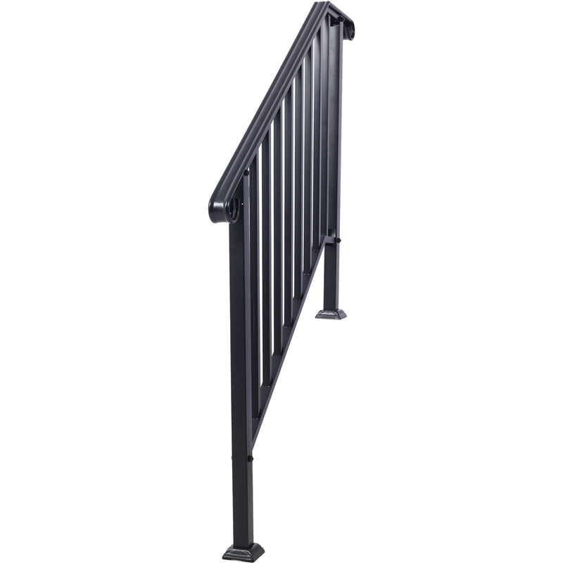 Handrails For Outdoor Steps, Fit 2 Or 3 Steps Outdoor Stair Railing, Wrought Iron Handrail, Flexible Porch Railing, Transitional Handrails For Concrete Steps Or Wooden Stairs