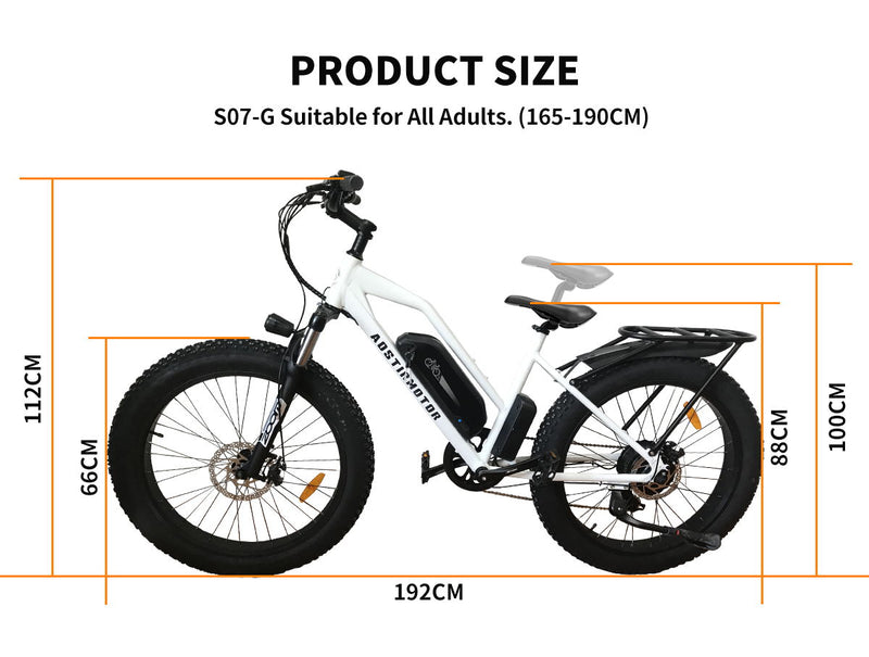 26" 750W Camouflage Electric Bike Fat Tire P7 48V 12.5Ah Removable Lithium Battery For Adults With Detachable Rear Rack Fender S07 - G - White