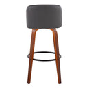 Toriano - Mid Century Modern Fixed Height Barstool Swivel And Round Footrest (Set of 2)