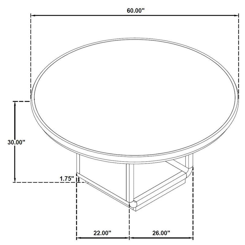 Leandro - 60" Round Dining Table - Burnished Black