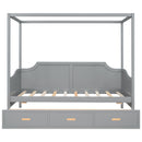 Twin Size Wooden Canopy Daybed with 3 in 1 Storage Drawers,Grey