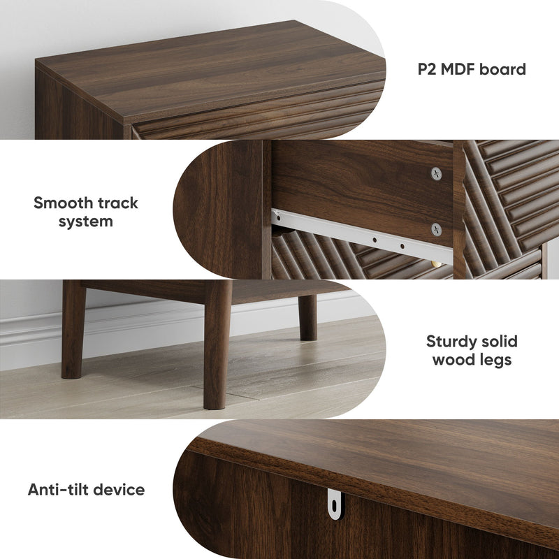 Modern 4 Drawer Dresser Chest For Living Room, Bedroom, Corridor Wooden Storage Cabinet - Walnut