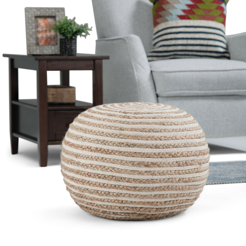 Yolanda - Round Pouf - Natural