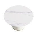 Modern Artificial Stone Round Plywood Base Dining Table, Can Accommodate 6 People, (Not Including Chairs) - White / Beige