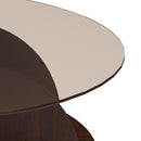 Round Coffee Table With Storage For Living Room - Walnut