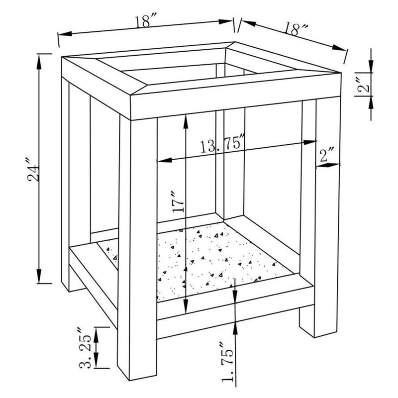 Valentina - 1-Shelf Square Glass Top Side End Table - Silver