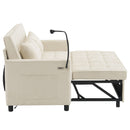 Pull-Out Sleeper Sofa With Reversible Backrest Cushion, Side Pockets, 2 USB Ports And A Phone Holder For Living Room