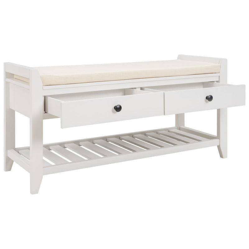 Multipurpose Entryway Shoe Rack With Cushioned Seat And Drawers